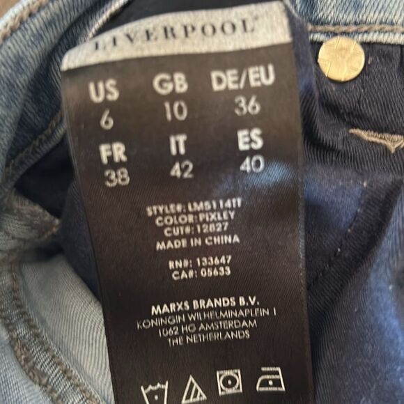 Liverpool Jeans vintage Summer weight Stretch Dark Frayed Side seam Grommets 6 - Picture 10 of 10